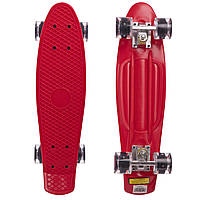 Пенні борд Penny Board круїзер пластиковий з колесами які світяться Zelart SK-5672-10 червоний-чорний