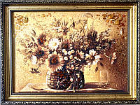 Картина натюрморт из янтаря " Букет ромашек " картина натюрморт Букет ромашокз бурштину