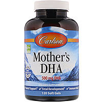 Carlson Labs, ДГК для кормящих мам, 500 мг, Mother's DHA, 120 желатиновых капсул