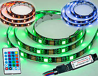 Светодиодная LED лента с пультом 5050 черная на 2м. RGB диодная + РГБ ЛЕД контроллер (TL)