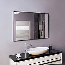 Настінне парове дзеркало в чорній алюмінієвій рамці. Дзеркала для ванної кімнати, дому та офісу. Рама з алюм 400х600