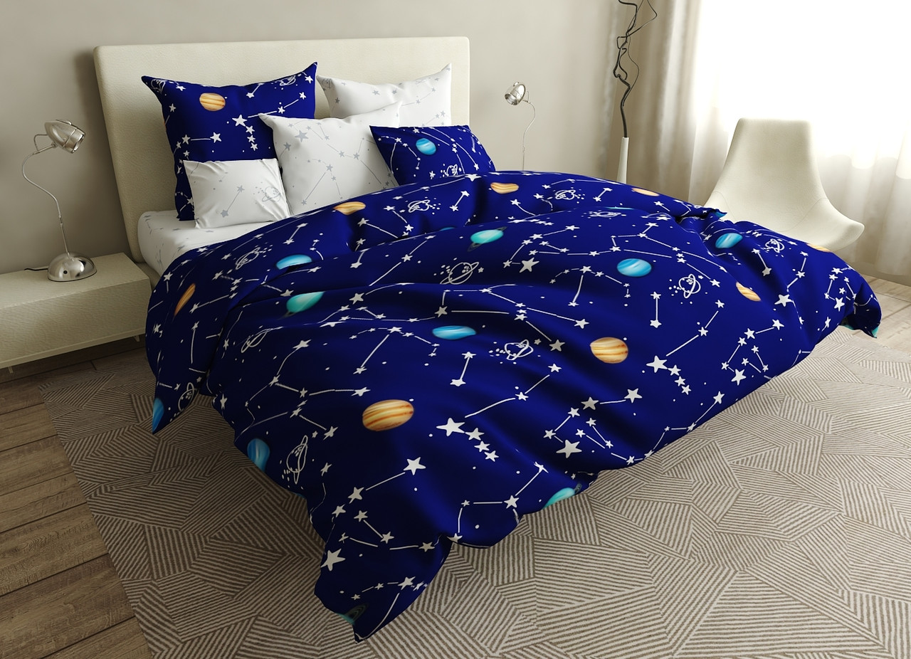 Двоспальний комплект постільної білизни євро 200*220 сатин (16709) TM КРИСПІЛ Україна