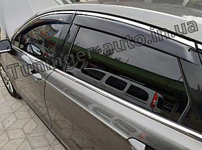 Дефлектори вікон із хром молдингом (вітровики) Ford Mondeo 2014-2020 (Hic)