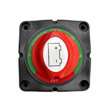Перемикач маси компакт для човна та катера 68х68мм 275A 1-2-BOTH/OFF HF66-701S, фото 2