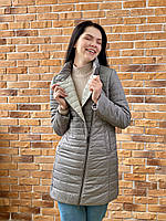 Жіноча весняна куртка подовжена Lusskiri в кольорі беж (р. M і 2XL)