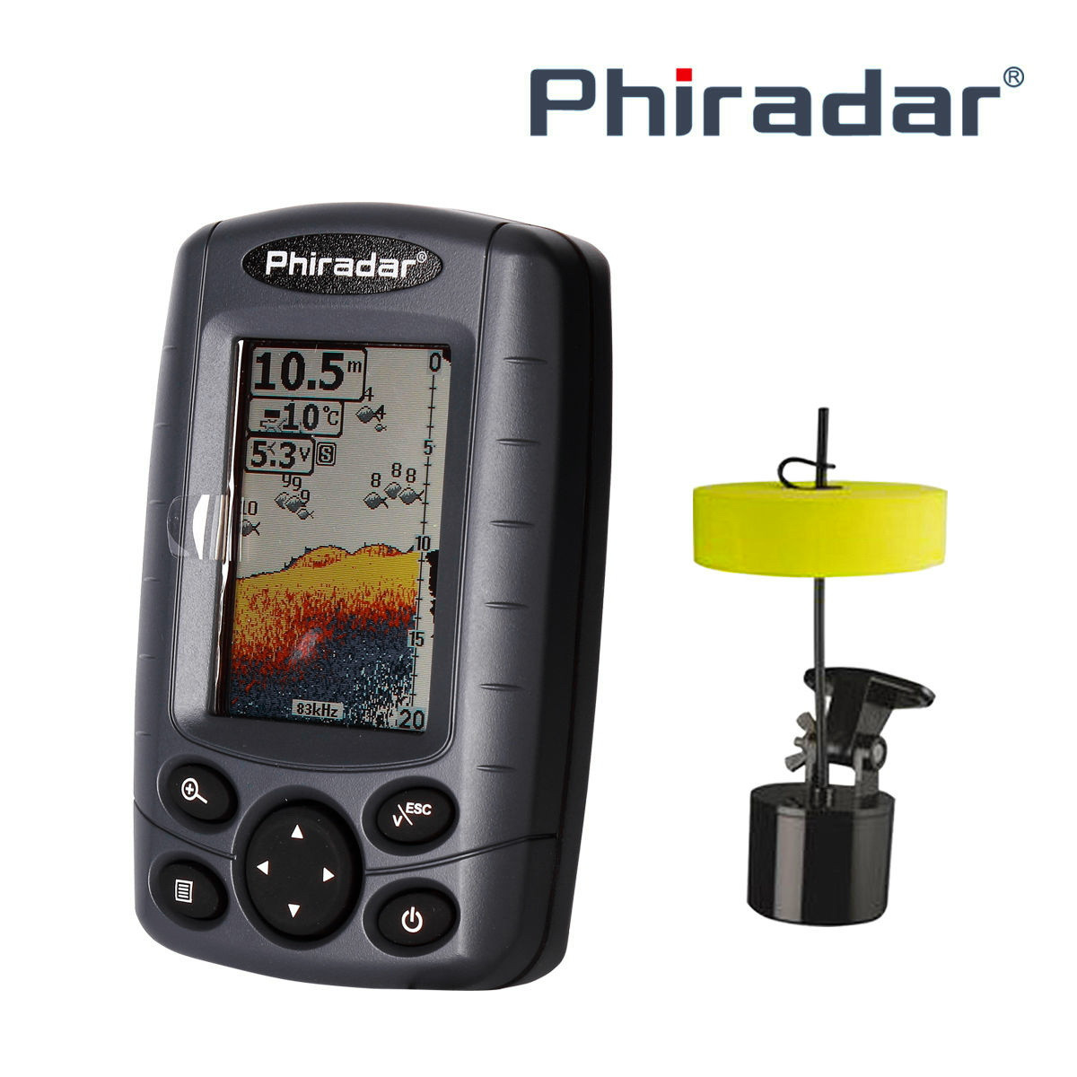 Ехолот Phiradar FF188N для зимової та літньої риболовлі дротовий