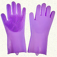 Силиконовые перчатка для мытья посуды - Фиолетовый
