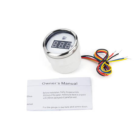 Цифровий датчик палива судновий I GAUGE 52MM з функцією попередження білий LED-дисплей 240～33 OHM, фото 2
