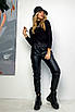 Жіночі чорні штани джоггери із еко шкіри, фото 2