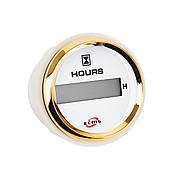 Лічильник мотогодин у судно ECMS HLH2-WG-HS діаметр 52 мм рамка — золото дисплей — білий