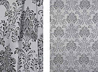 Портьерная ткань для штор Жаккард серого цвета с коронками (103707)