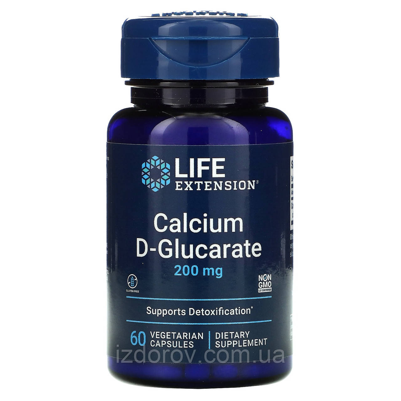 Кальцій D-глюкарат 200 мг Calcium D-Glucarate Life Extension для здоров'я печінки 60 рослинних капсул