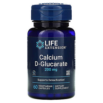 Кальцій D-глюкарат 200 мг Calcium D-Glucarate Life Extension для здоров'я печінки 60 рослинних капсул