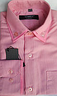 Рубашка детская с длинным рукавом dd-0002 Simmen розовая приталенная в полоску для школьников