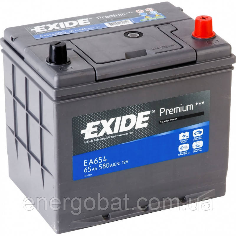 Аккумулятор 65Ah-12v Exide PREMIUM EA654 (230х173х222),R,EN580, Asia