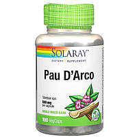 Solaray, Pau D'Arco, Кора муравьиного дерева Пау Д'Арко, 550 мг, 100 растительных капсул