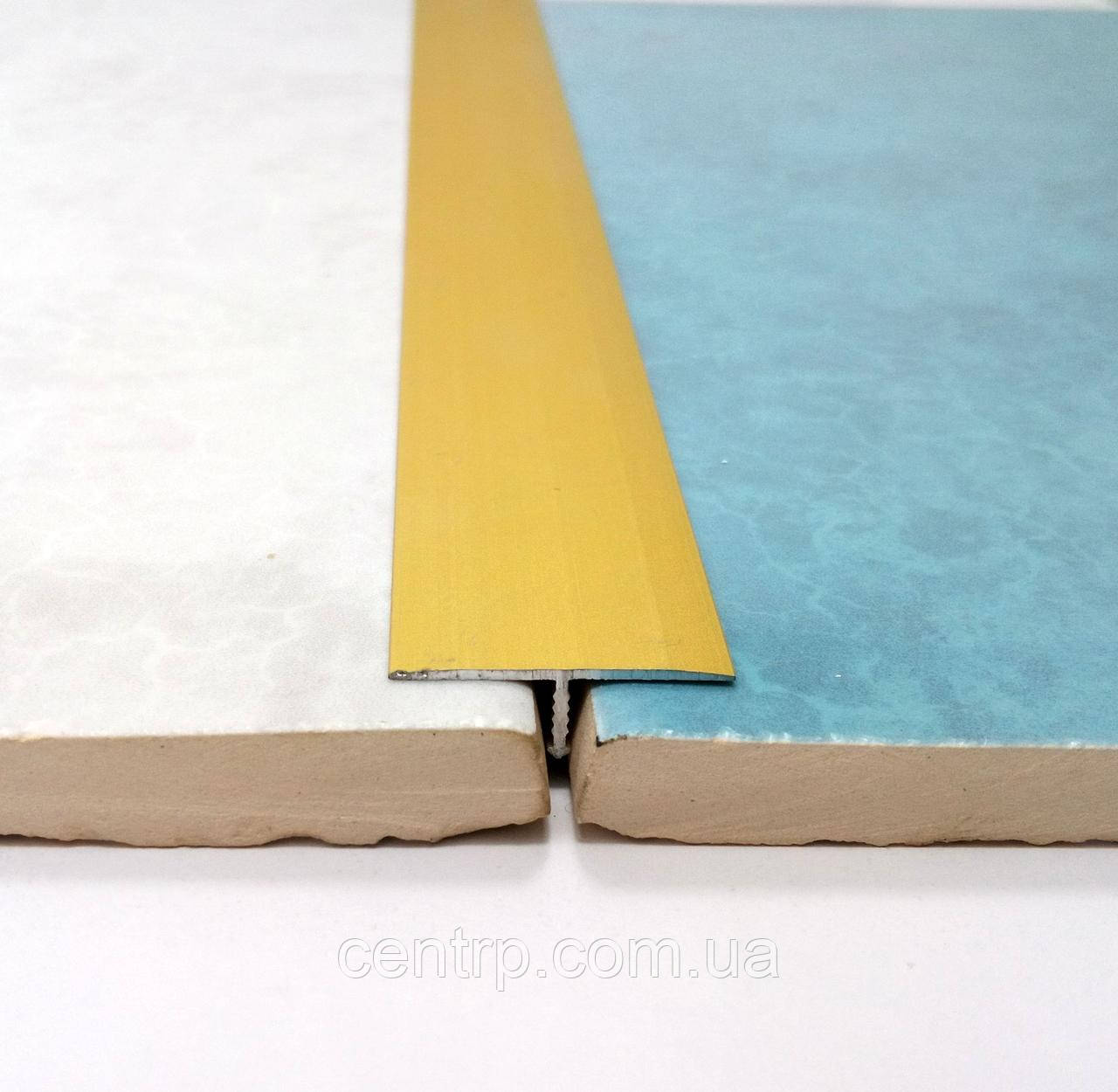 Т-подібний поріжок для плитки АТ-26. Ширина 26 мм. L-2,7 м. Золото (анод), фото 1