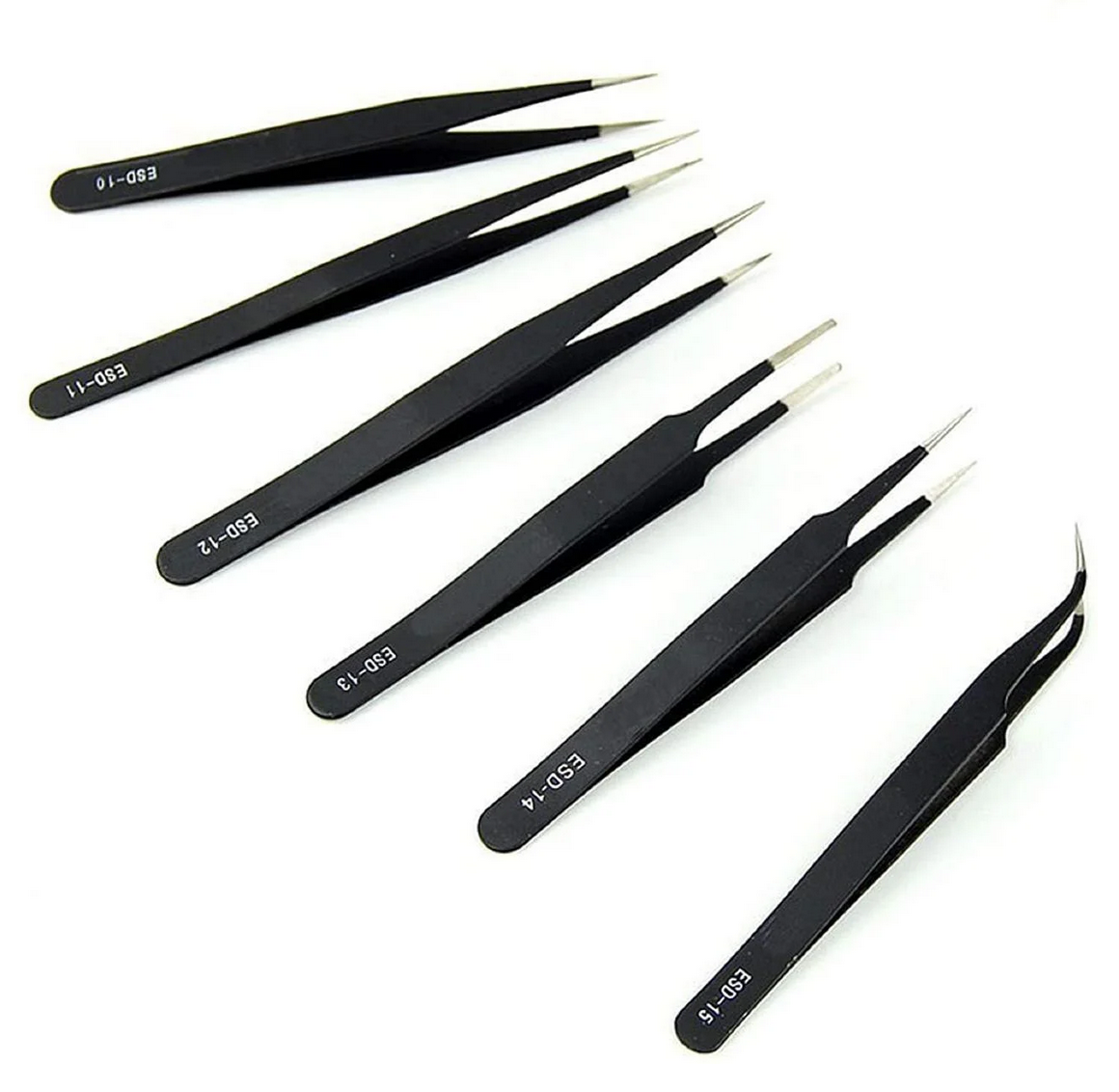 Набір із 6 антистатичних антимагнітних пінцетів, фото 1