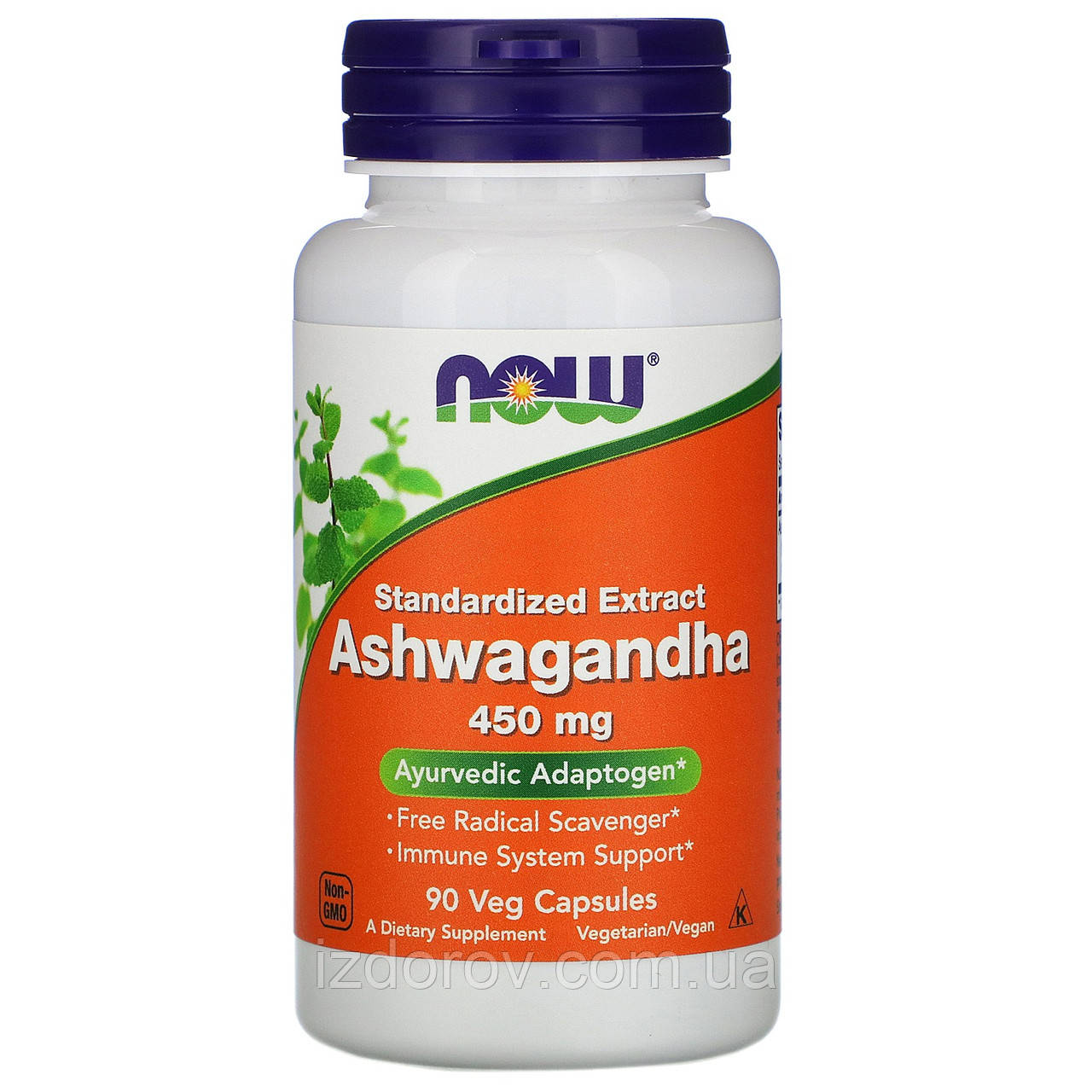 Ашваганда 450 мг Now Foods Ashwagandha адаптоген для зміцнення імунітету 90 рослинних капсул