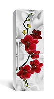 Пленка самоклеющаяся для холодильника Красная орхидея шелк 65х200 см, обои для холодильника