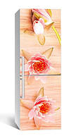 Пленка для холодильника виниловая в интерьер Цветы лотоса 65х200 см, пленка для оклейки кухни