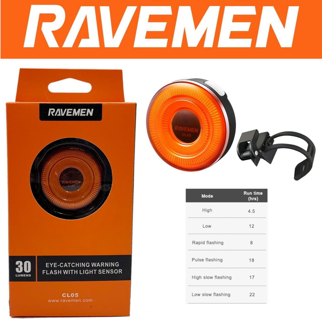 Заднє світло Ravemen CL05 (30 lm, 200 mAh) з датчиком фар