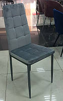 Стул N-66-2 серый велюр, мягкий стул на металлическом каркасе