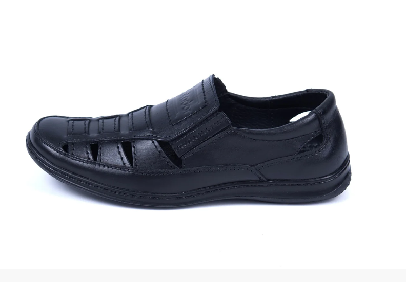 Чоловічі шкіряні літні туфлі Matador black чорні