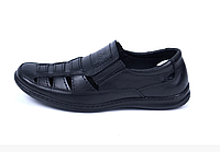 Мужские кожаные летние туфли Matador black черные