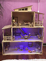 Кукольный домик CoolDream «Modern» с мебелью для кукол «Natural'» (PR12213)