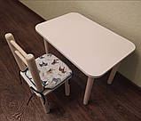 Дитячий столик і стільці від виробника дерева і ЛДСП Стол і стілець Білий, фото 2