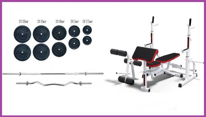 Купить Силовой набор на 115 кг блинов + 2 грифа, Гантели гири штанги ...
