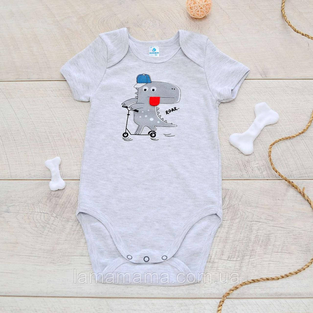 Бавовняний боді з коротким рукавом Діно Minikin, фото 1