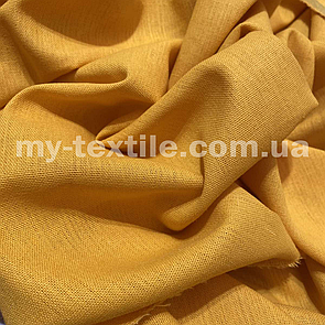 Лляна тканина однотон натуральна бавовна з віскозою 140 см Гірчичний