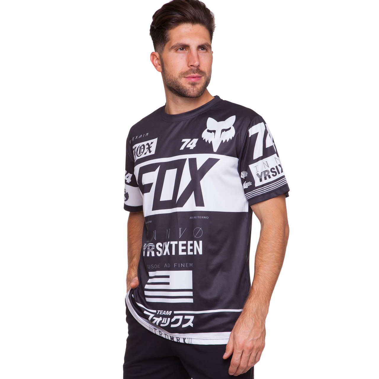 Футболка байкерська FOX MS-6822 (Coolmax, р-р L-2XL-46-52, чорний-білий)