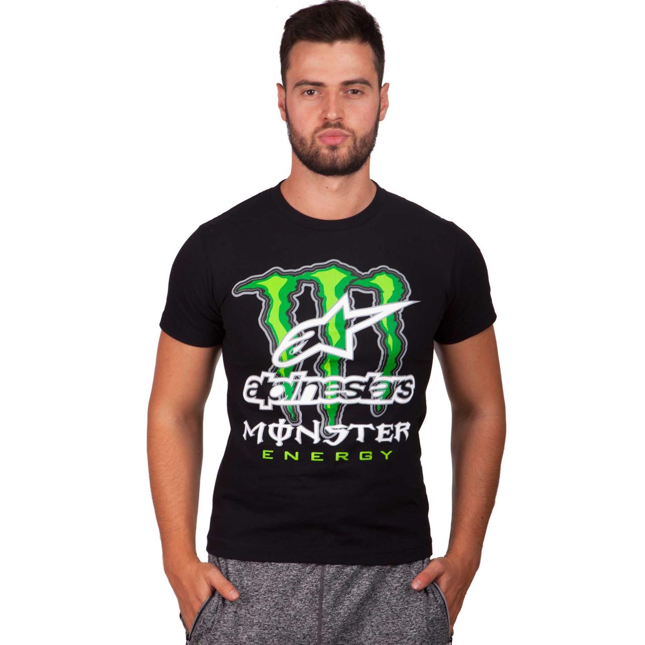 Футболка спортивне чоловіче MONSTER ALPINESTARS CO-4486 розмір M-XL-46-54 чорний
