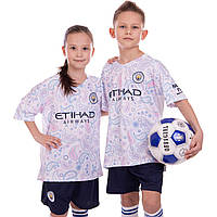 Форма футбольна дитяча MANCHESTER CITY резервна 2021 CO-2494 (р-р 20-30,6-14 років, 110-165 см, білий синій)