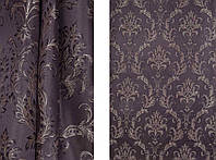 Портьерная ткань для штор Жаккард баклажанного цвета с коронками (103713)