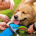 Контейнер для корму та води для тварин HappyPet синій з однією мискою, фото 5