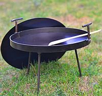 Сковорода походная из диска диаметром 30 см с крышкой, походная, туристическая, для огня или мангала