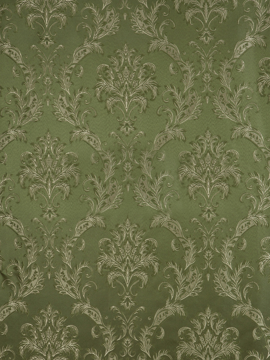 Портьерная ткань для штор Жаккард болотного цвета с коронками (103709) - фото 2 - id-p1202069475