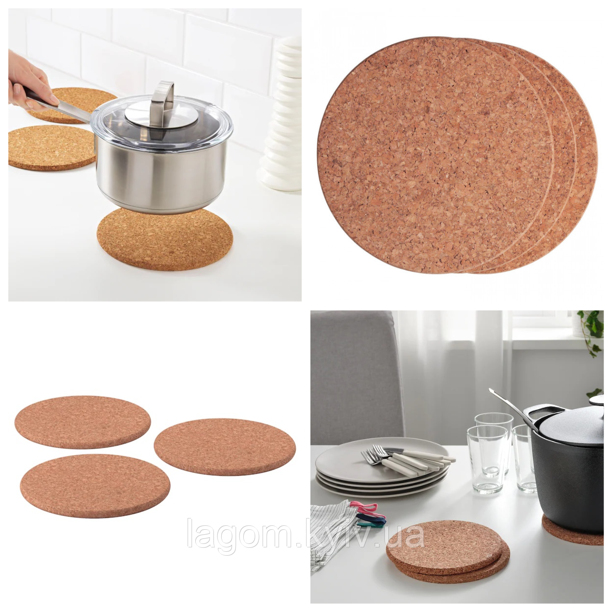 Підставки під гаряче коркове дерево (3 шт) 19 см IKEA HEAT ХІТ ІКЕА