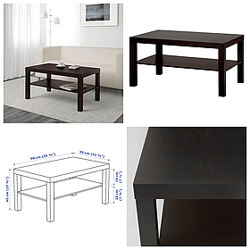 Журнальний столик IKEA LACK 90x55 см чорно-коричневий ІКЕА ЛАКК кавовий стіл прямокутний