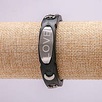 Браслет з металевими вставками L-21см s-15мм каучук колір чорний на застібці купити біжутерію дешево оптом в інтернеті