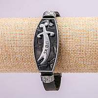 Браслет з металевими вставками L-16-24см s-20мм еко шкіра колір чорний на ремінці купити біжутерію оптом в інтернеті