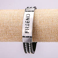 Браслет з металевими вставками L-21см s-15мм каучук колір чорний на застібці купити біжутерію дешево оптом в інтернеті