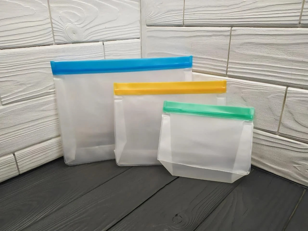 Багаторазові силіконові пакети для зберігання продуктів, набір з 3 шт. Пакети для зберігання їжі