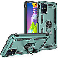 Протиударний чохол для Samsung Galaxy M51 зелений матовий бампер із кільцем підставкою