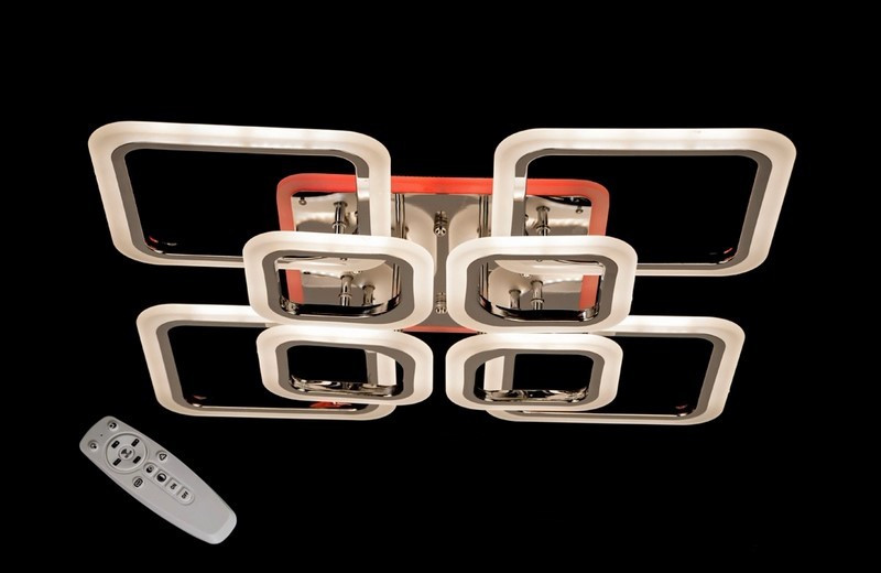 Коричнева стельова світлодіодна люстра 5588/4+4HR LED 3color dimmer, фото 1