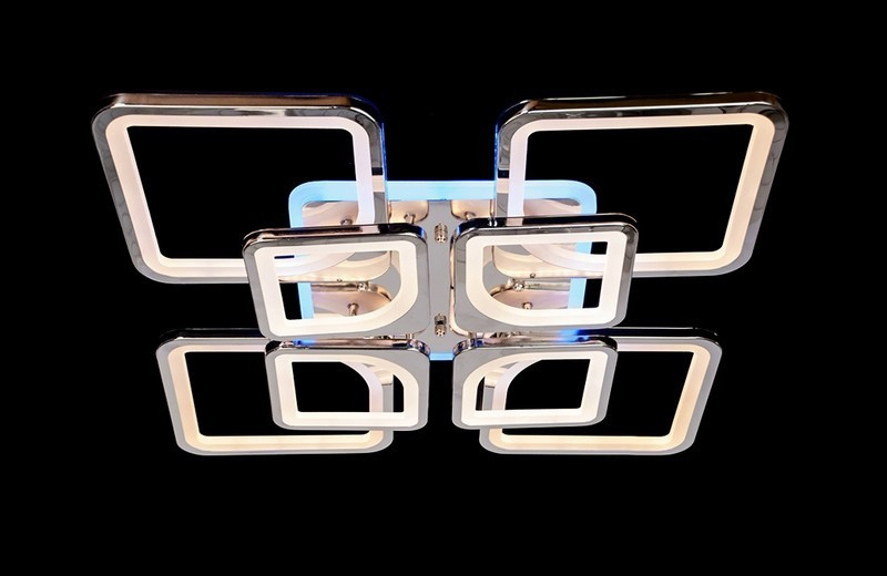 Коричнева стельова світлодіодна люстра 5543/4+4HR LED 3color dimmer, фото 1